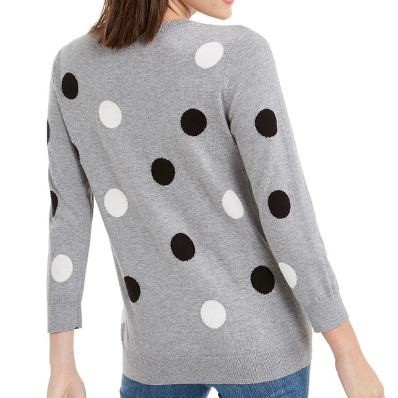 Maison Jules Gray Polka Dot Sweater Medium - Picture 2 of 6